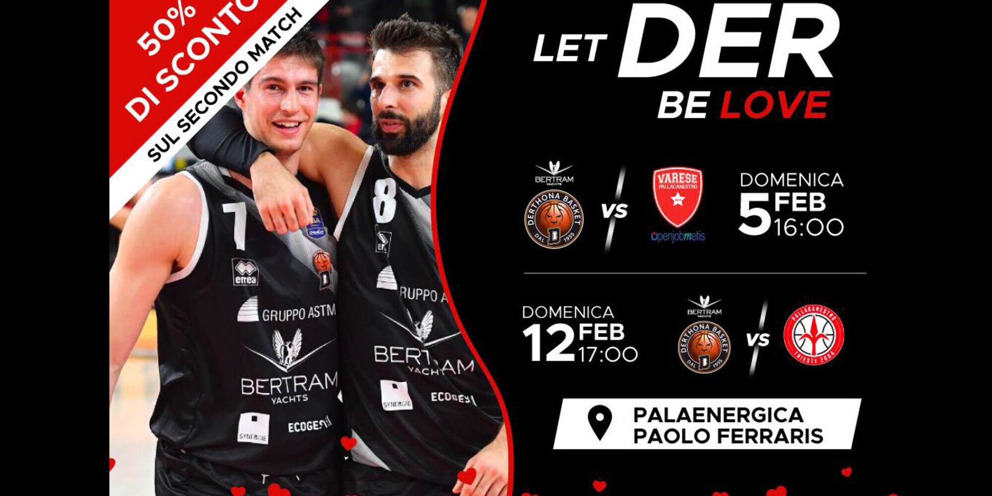 Derthona Basket lancia il miniabbonamento 'Let Der Be Love'