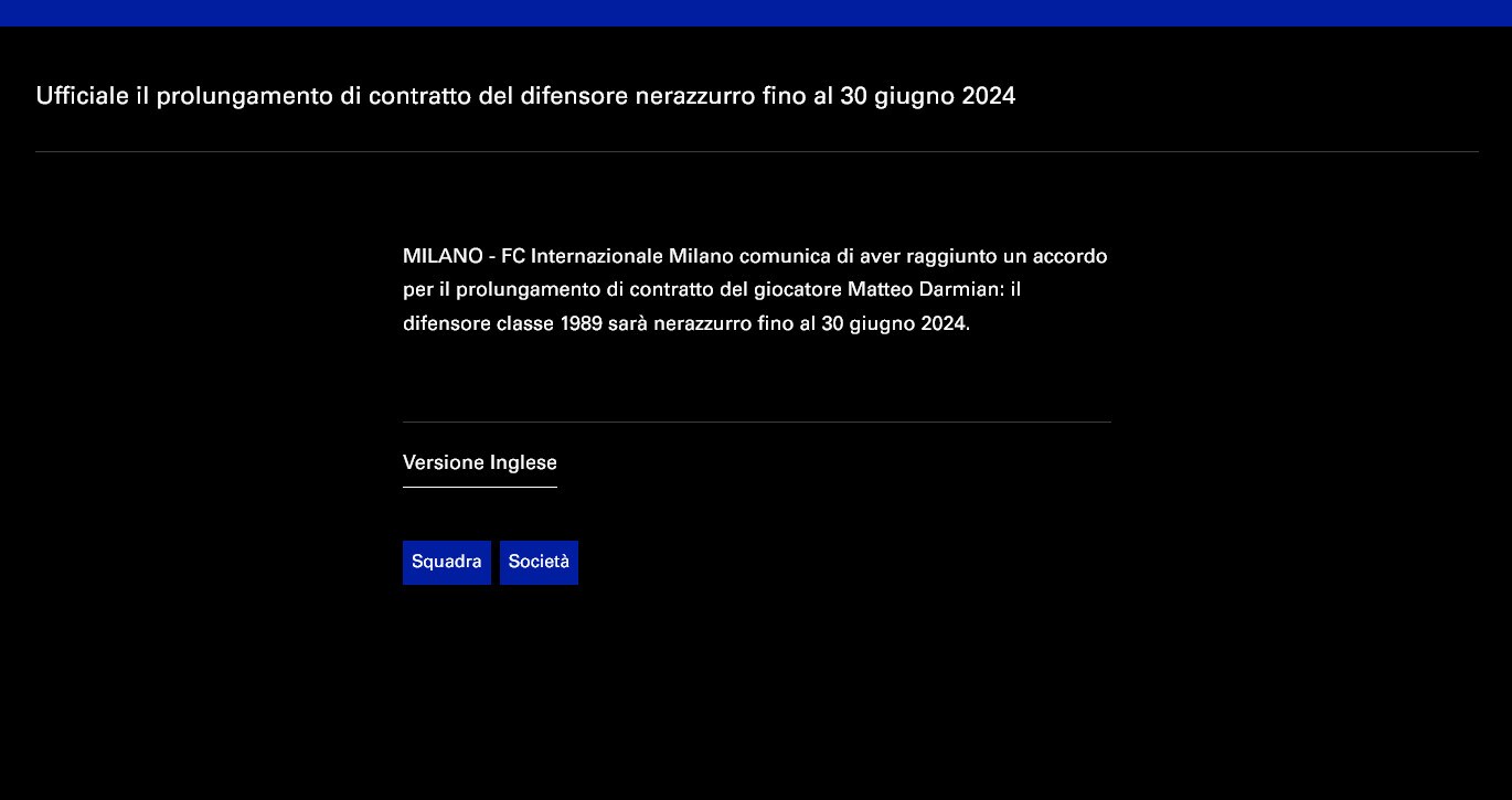 Inter, Darmian ha rinnovato fino al 2024