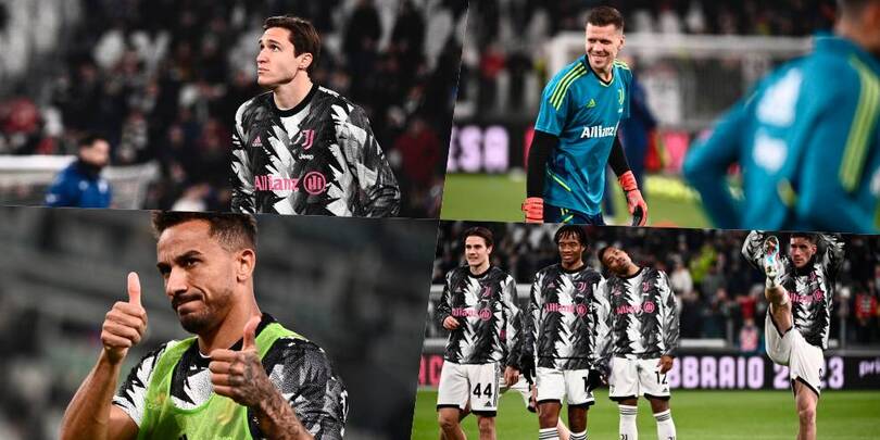 Juve, i giocatori e quello sguardo verso i tifosi durante il riscaldamento