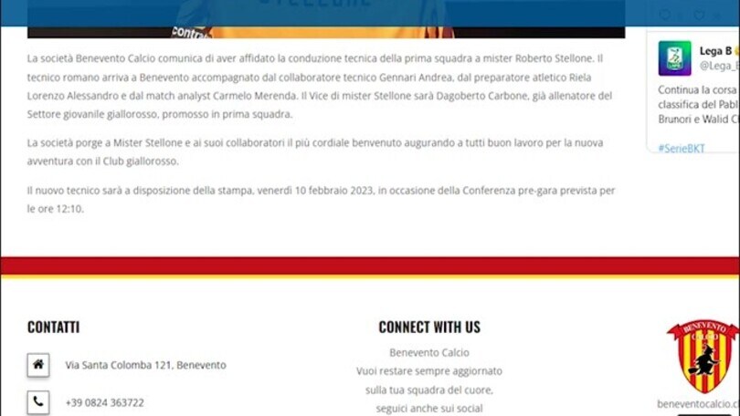 Benevento, Roberto Stellone è il nuovo tecnico