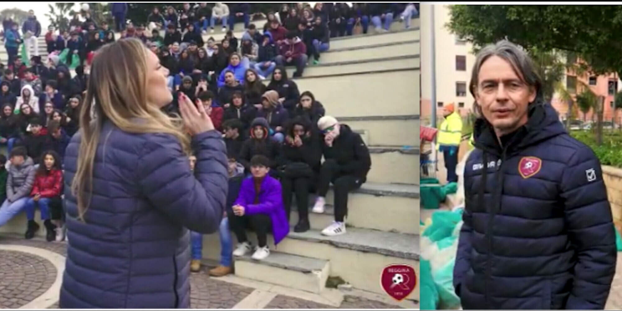 Pippo Inzaghi con gli studenti per la raccolta differenziata. In palio la Reggina