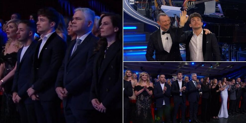 Leclerc, prove di Mondiale F1 a Sanremo: canta l’inno in prima fila