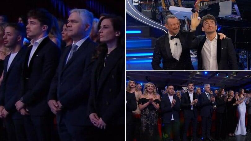 Leclerc, prove di Mondiale F1 a Sanremo: canta l’inno in prima fila