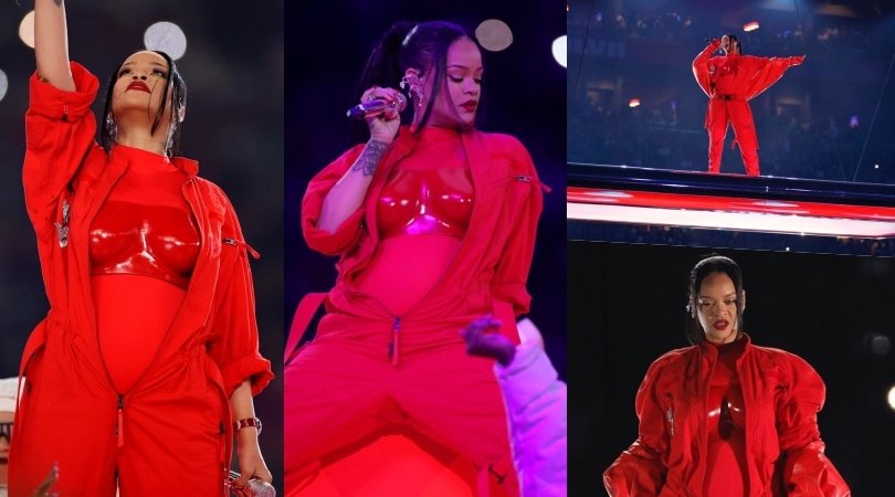 Rihanna superstar incinta durante lo show dell'halftime del Super Bowl