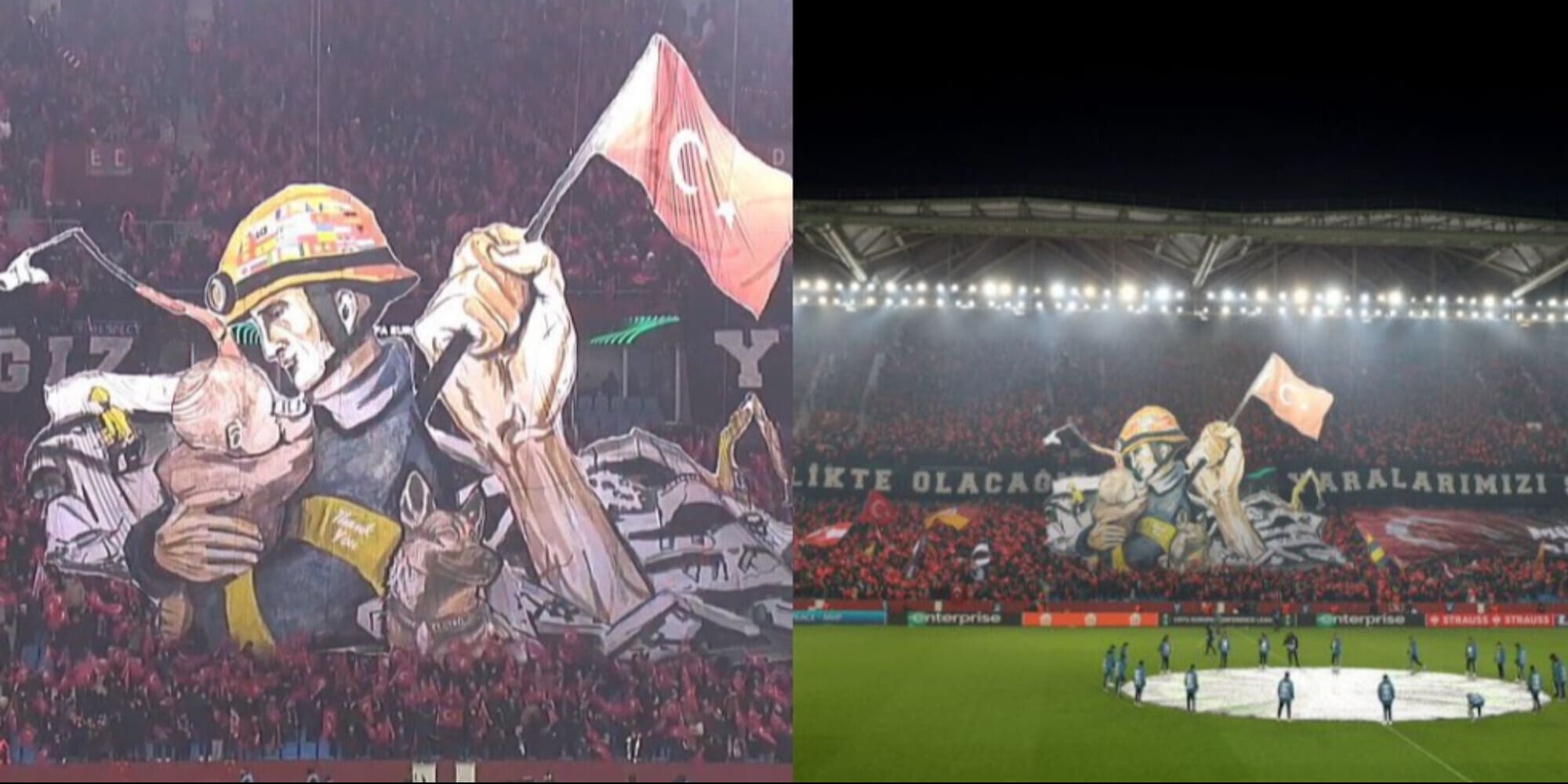 Terremoto Turchia, la coreografia dei tifosi Trabzonspor che emoziona il mondo