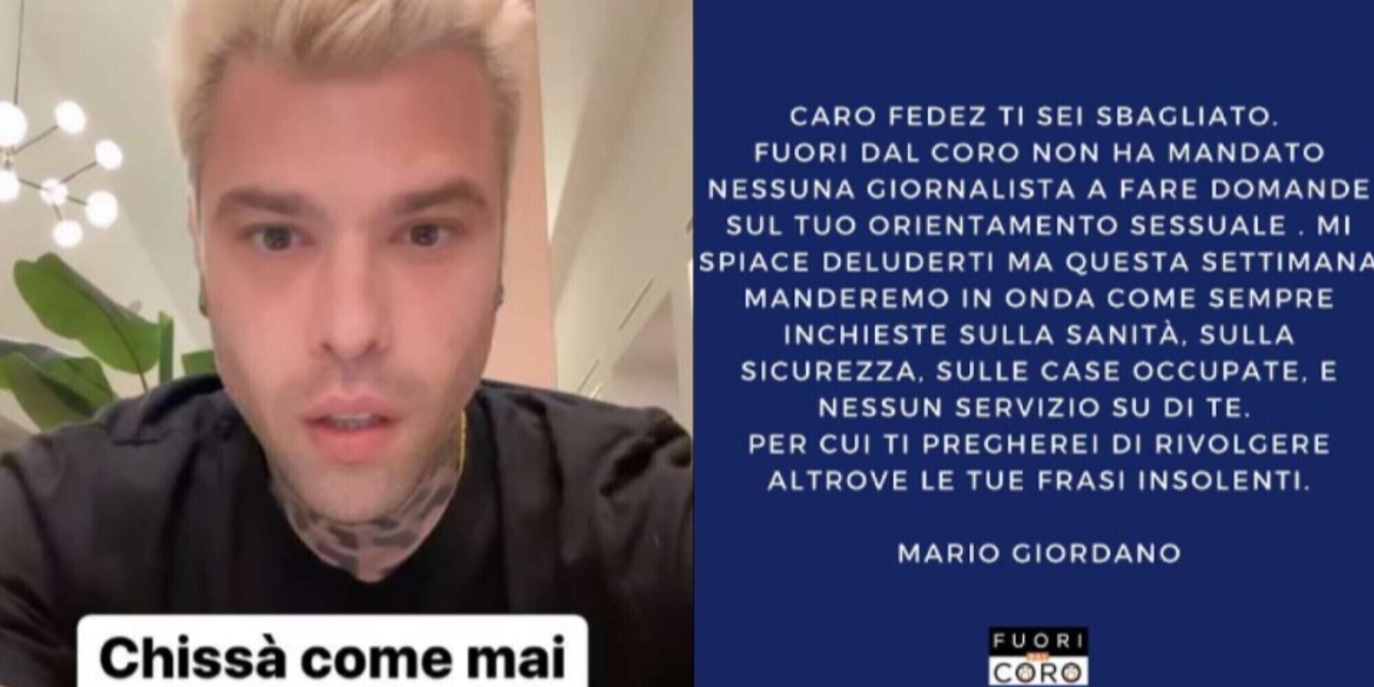 Fedez, la polemica con Fuori dal coro: cosa è successo