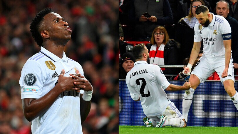 Show del Real in casa del Liverpool: manita firmata da Vinicius e Benzema