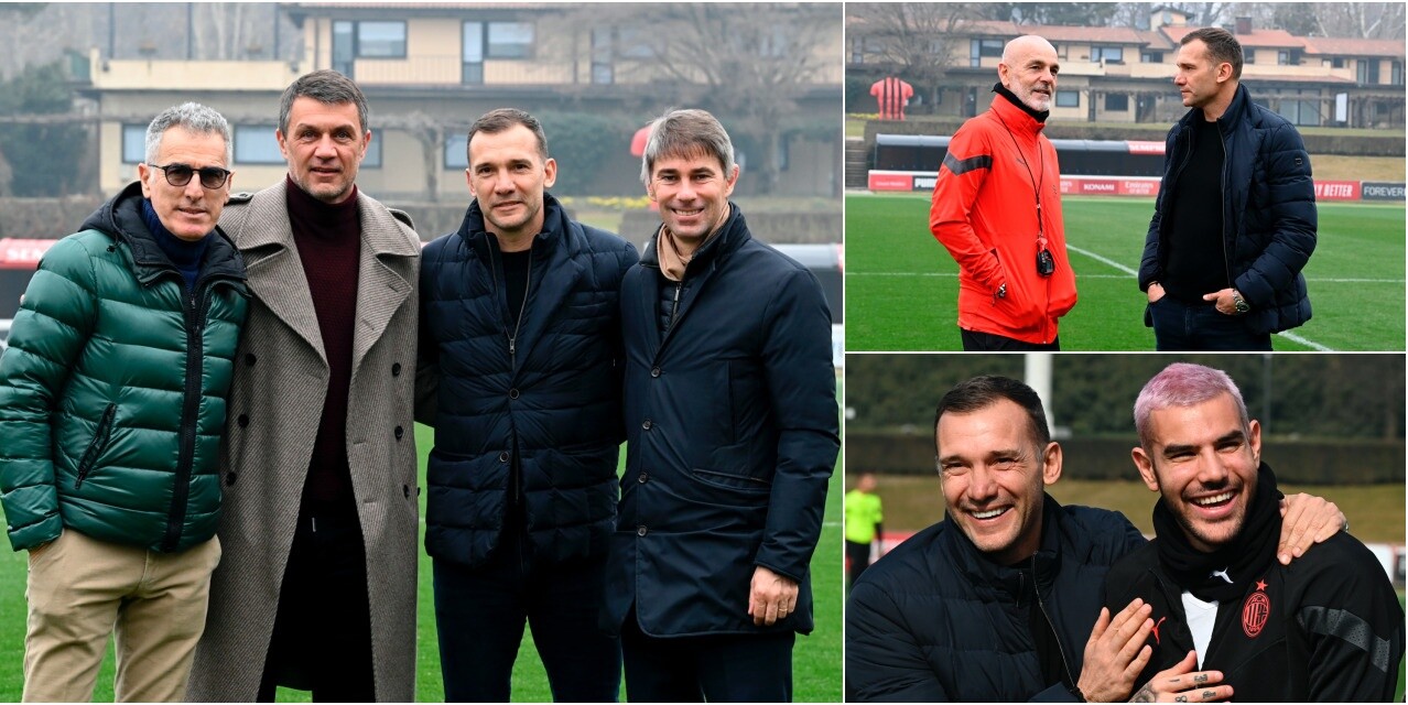Milan, Shevchenko e Tassotti agli allenamenti: incontro con Pioli, Maldini e Massara