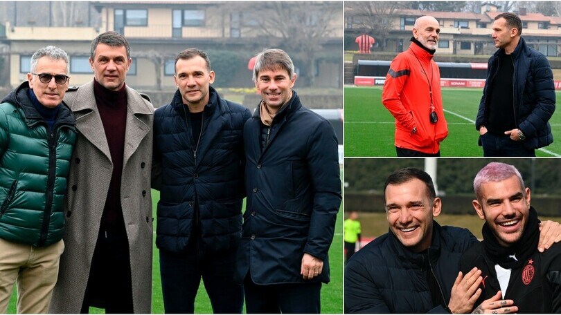 Milan, Shevchenko e Tassotti agli allenamenti: incontro con Pioli, Maldini e Massara