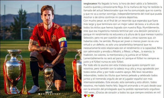 Sergio Ramos saluta la nazionale spagnola: il post social