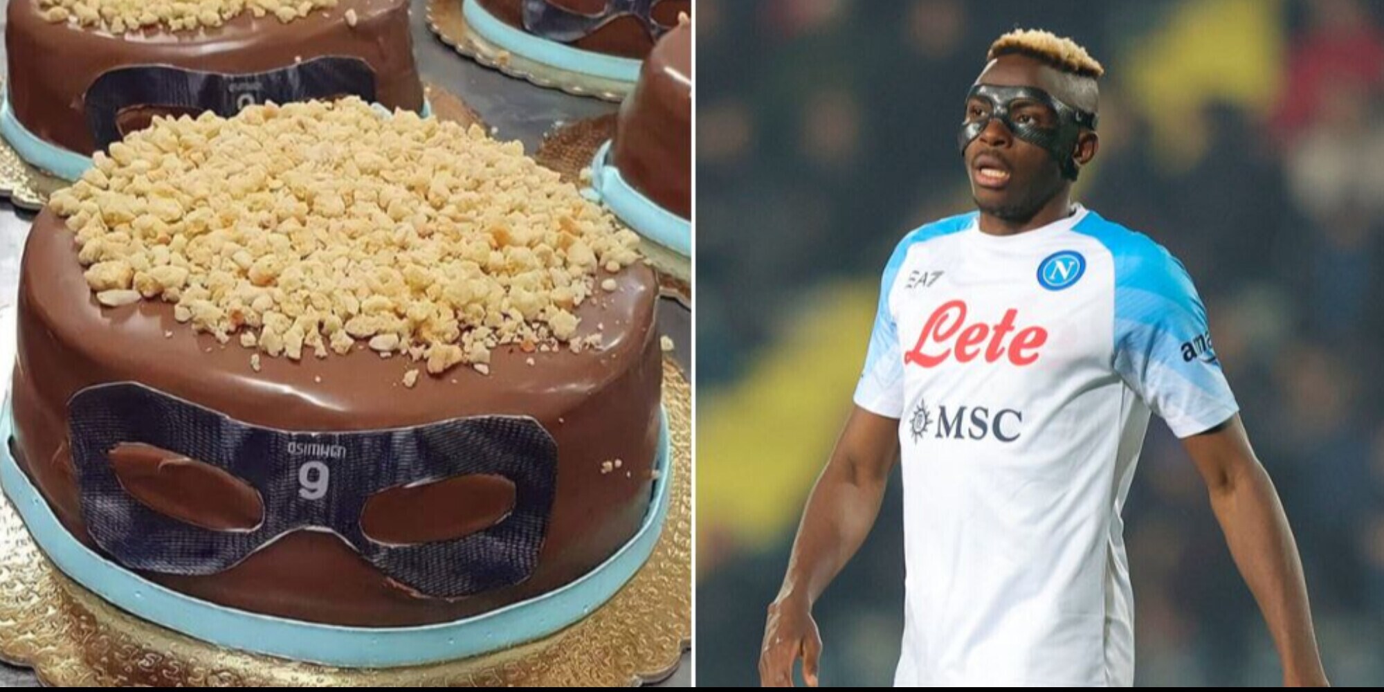 Napoli, Osimhen mania: spunta anche la torta mascherata