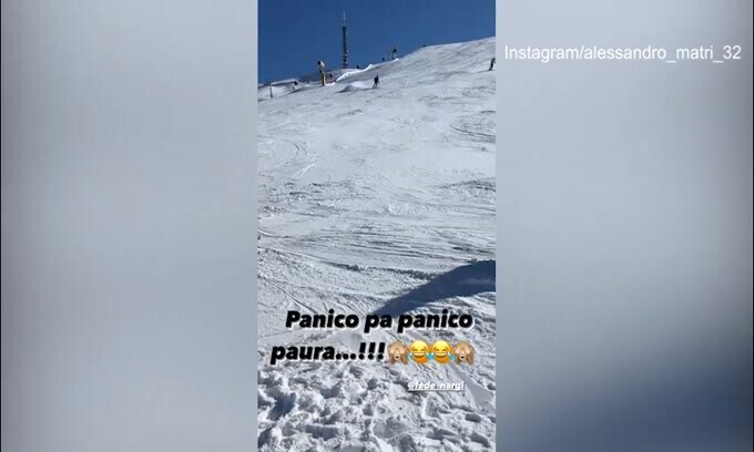 Federica Nargi e l'attacco di panico sugli sci, Matri se la ride: il video social