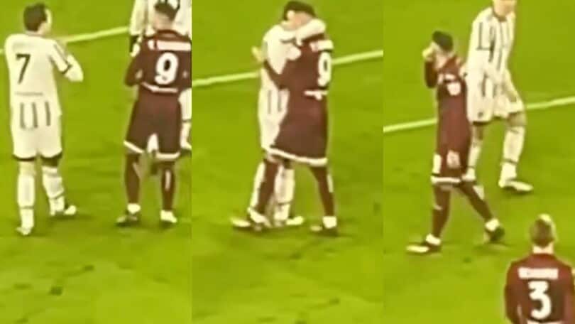 Juventus-Torino, l'abbraccio tra Chiesa e Sanabria