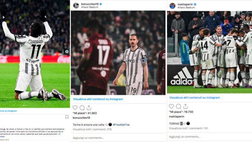 Juventus, l’urlo social dei giocatori dopo il derby: “Torino bianconera”