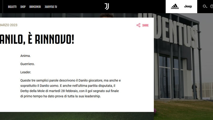 Juve-Danilo: avanti insieme fino al 2025