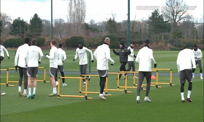 Tottenham, le immagini della rifinitura in vista del Milan