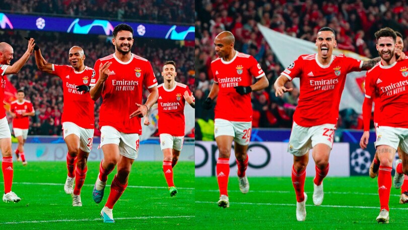 Benfica, che festa: manita show al Bruges e quarti di Champions