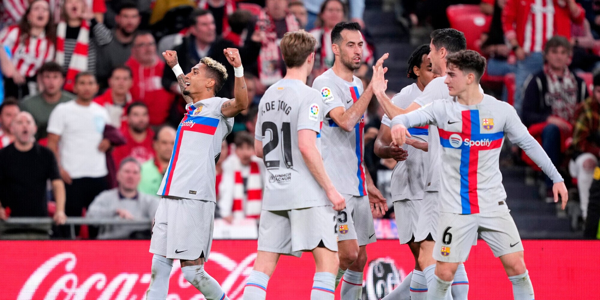Barcellona, basta Raphinha con il Bilbao. Real Sociedad, un pari verso la Roma