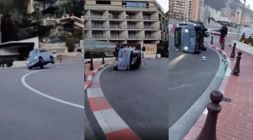 Incidente a Montecarlo come in F1: si ribalta in curva FOTO