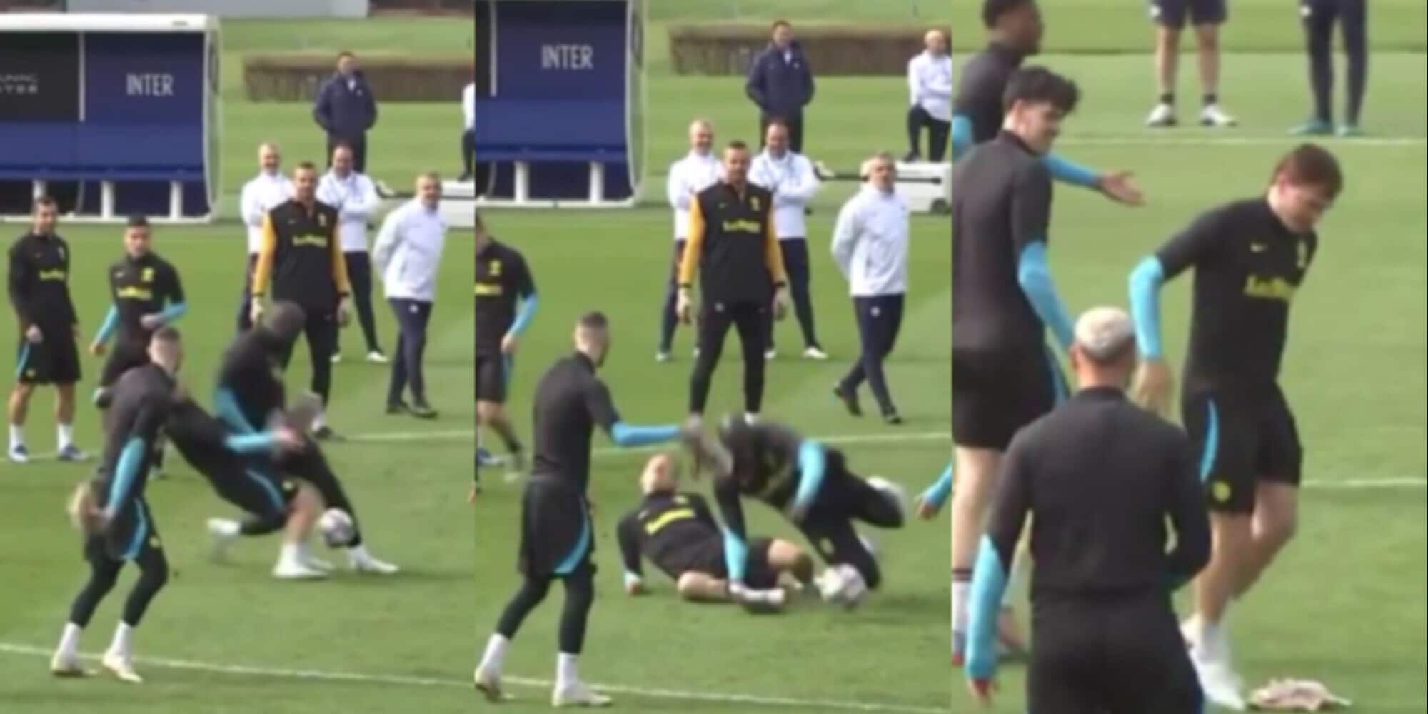 Inter, guardate Lukaku come entra su Barella VIDEO