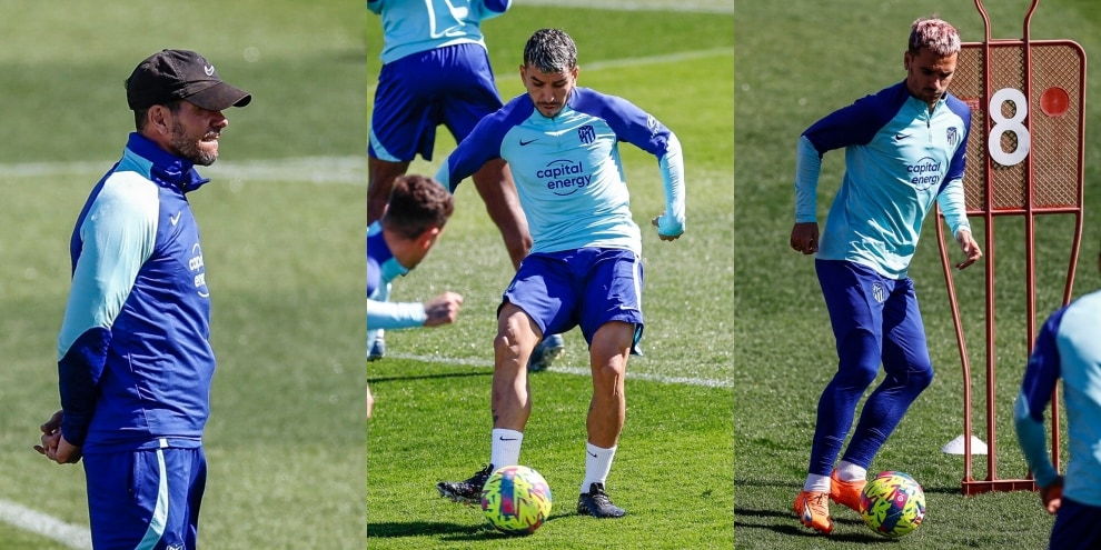 Atletico Madrid, in allenamento il trucco è lo sguardo