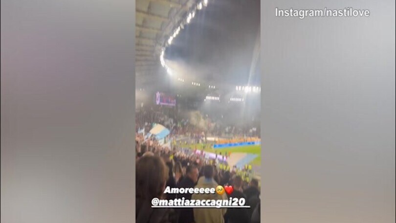 Lazio-Roma: Zaccagni gol, Chiara Nasti esulta in tribuna