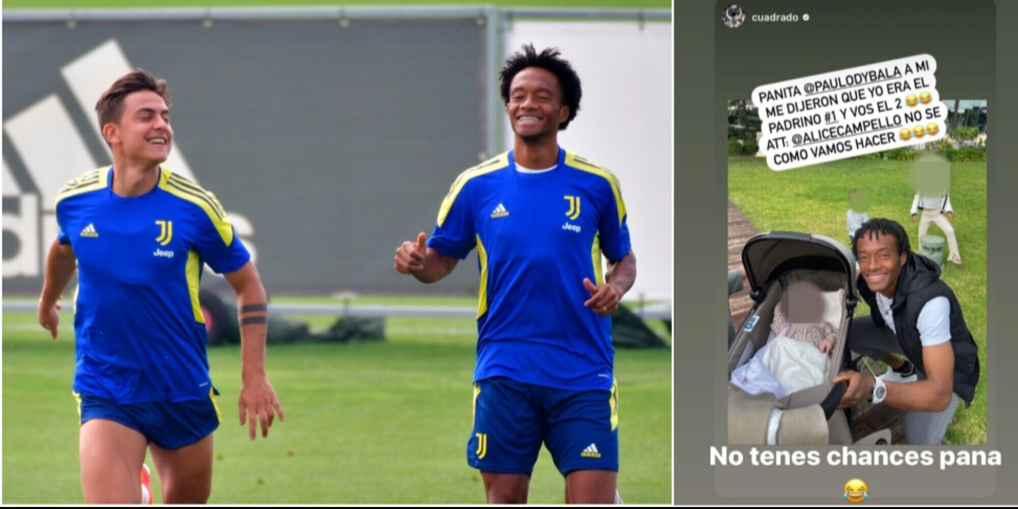 Cuadrado, Dybala e Morata: siparietto social con Bella e Alice Campello