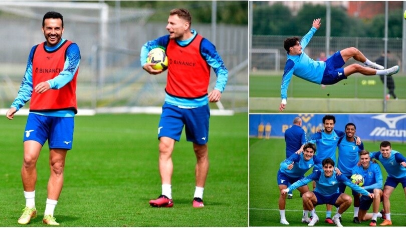 Lazio, sorrisi e risate in allenamento in vista del Monza