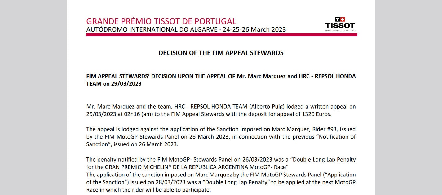 Moto Gp, caso Marquez e penalità: FIM rimanda decisione a corte d'appello
