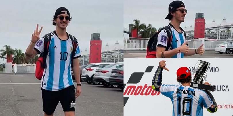 MotoGP Argentina, Bagnaia con la maglia di Messi come Valentino Rossi con Maradona