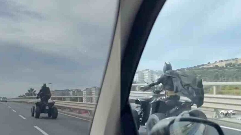 Avvistato Batman per strada a bordo di un...quad!
