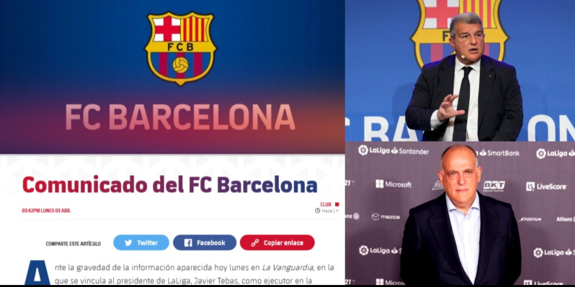 Barcellona, duro comunicato contro Tebas: "Deve dimettersi". Cosa sta succedendo