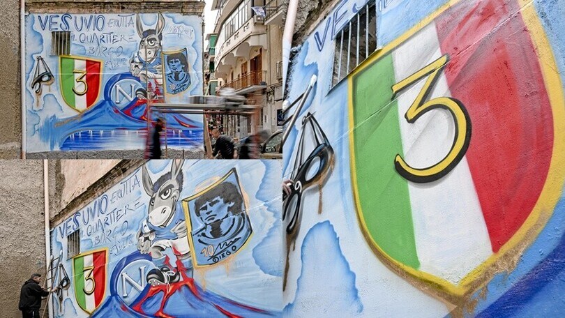 Napoli, niente scaramanzia: ecco il murales scudetto, si prepara la festa