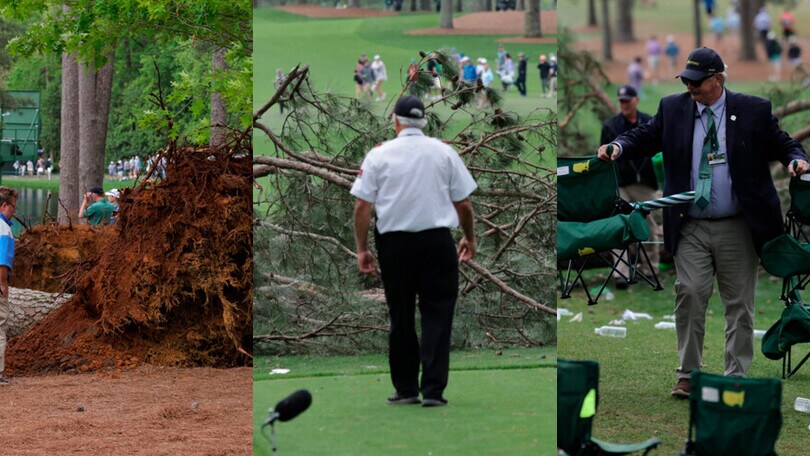 Golf, paura all'Augusta Masters: caduti degli alberi sul green