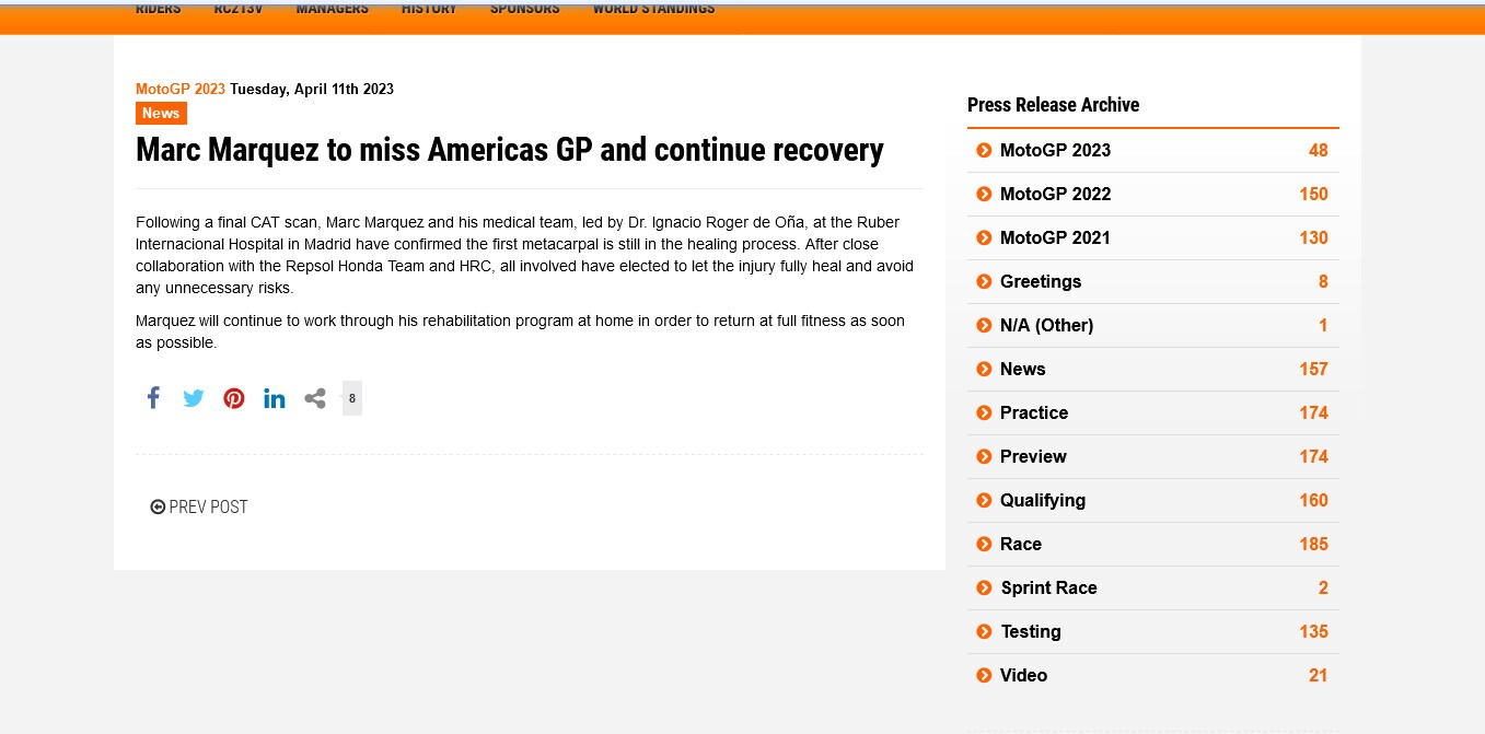 Moto GP, niente Austin per Marquez