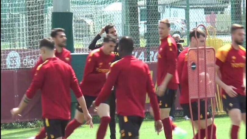 Allenamento Roma, Pellegrini in gruppo