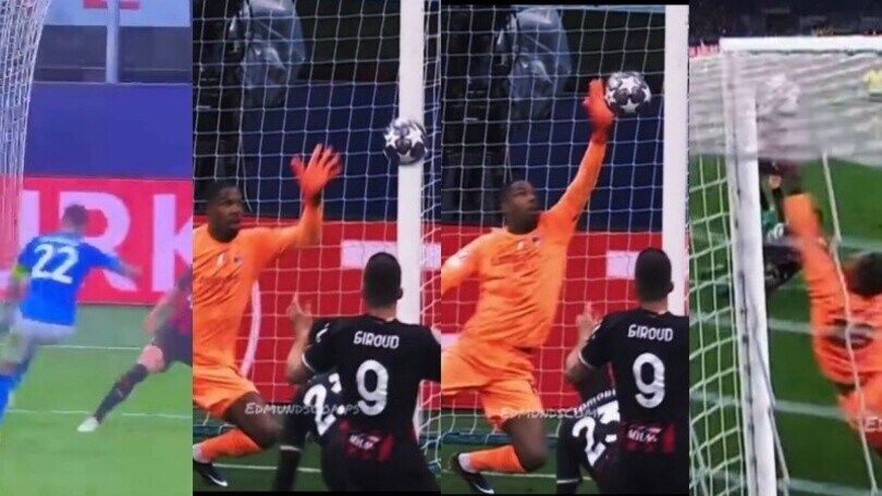 Milan, Maignan contro il Napoli come Peruzzi: la fotosequenza