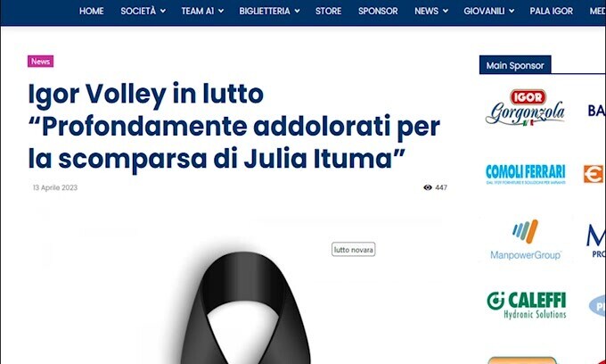 Igor Novara in lutto: Julia Ituma morta dopo un volo dalla finestra