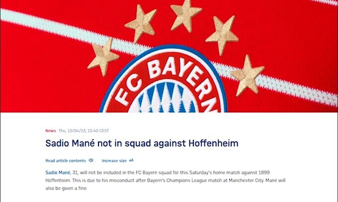 Lite in campo, il Bayern Monaco sospende Mané