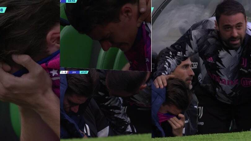 Fagioli, prima l'errore e poi il cambio: piange in panchina consolato dai compagni