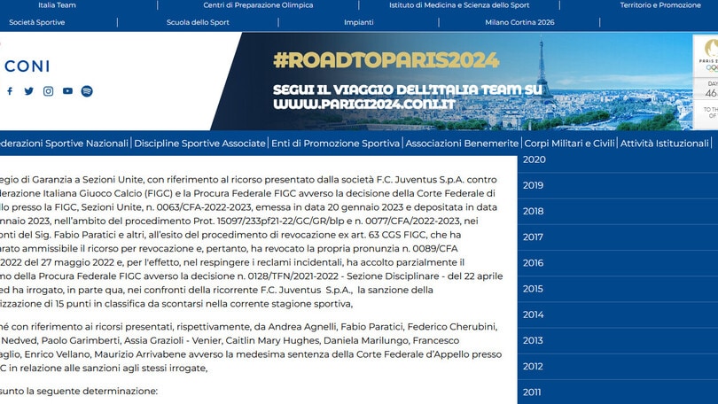 Juve, l'esito della sentenza sul ricorso: restituiti i 15 punti