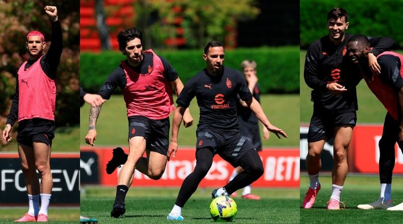 L'esultanza di Theo, il pressing di Tonali e le risate di Tomori: il Milan si allena 