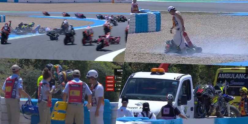 Incidente in MotoGP durante la Sprint: la moto di Bezzecchi in fiamme