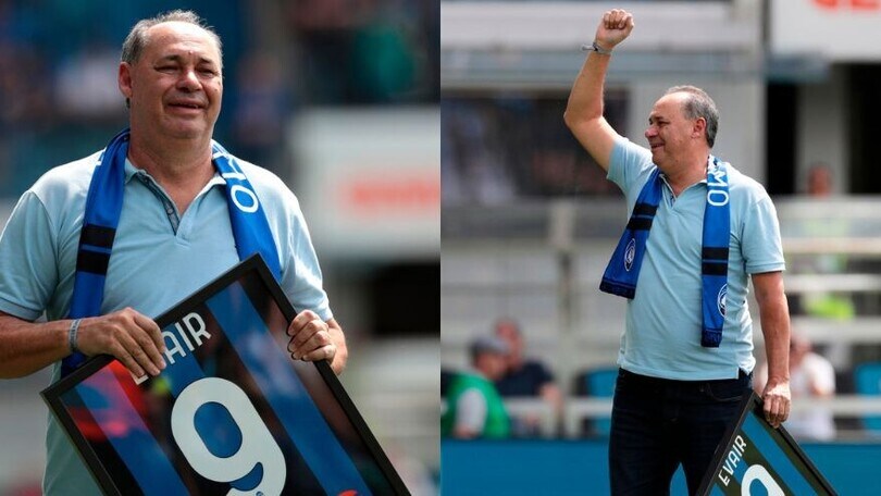 Atalanta-Juventus, Evair premiato al Gewiss: applausi e maglia numero 9