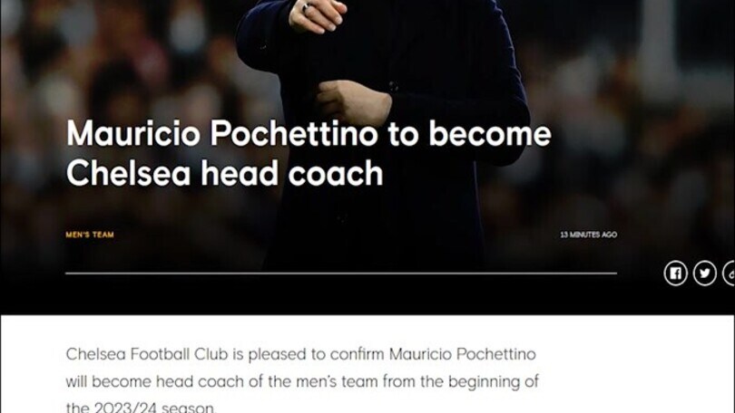 Ufficiale, Chelsea: Pochettino è il nuovo tecnico