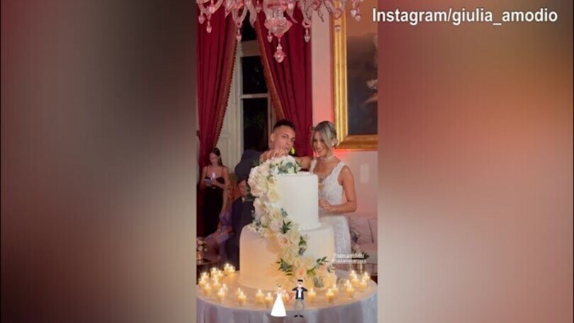 Matrimonio Lautaro-Agustina, ecco il taglio della torta