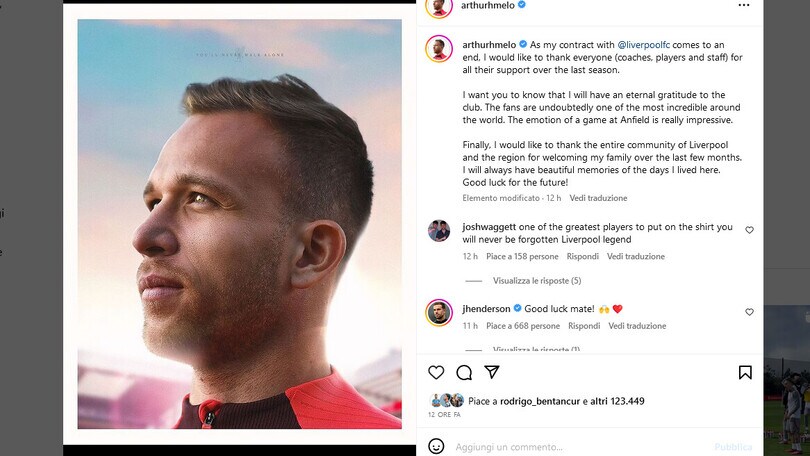 Arthur saluta Liverpool: tornerà alla Juventus