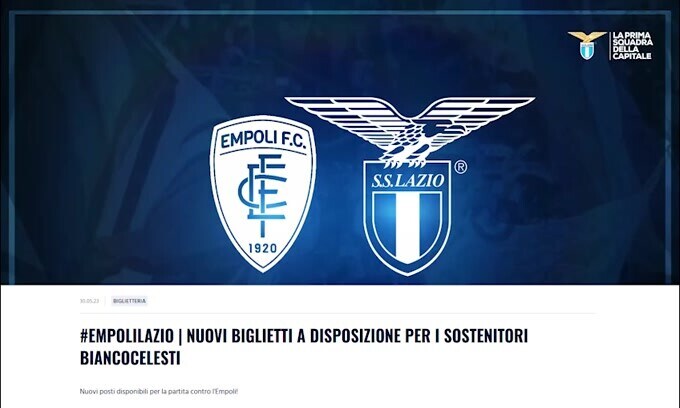 Lazio, biglietti in più per i tifosi ad Empoli