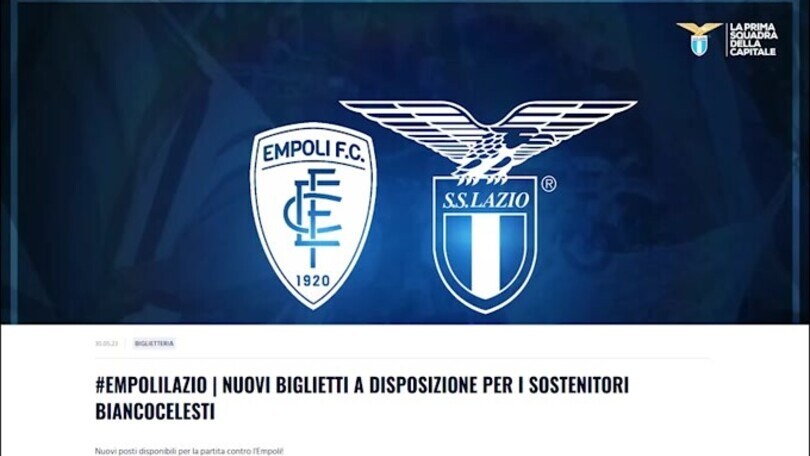 Lazio, biglietti in più per i tifosi ad Empoli