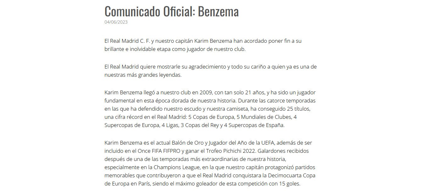 Ufficiale: Real Madrid-Benzema, è addio